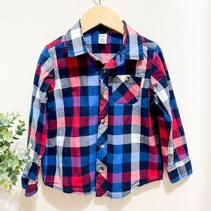 Old Navy Button Down Long Sleeve Shirt for Boys Plaid Red Buffalo Check Size 4T